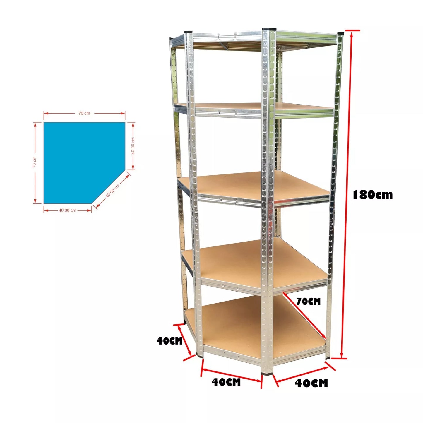 Corner Shelving/Racking Garage Storage Unit Shelves 175kg 1800mm