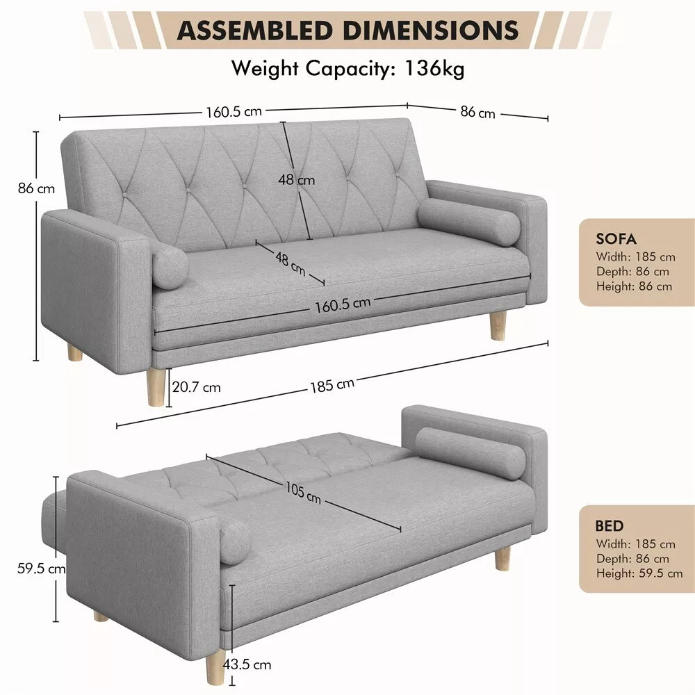 Fabric Sofa Bed 3 Seater Click Clack Living Room Recliner Couch Sofa Living Room