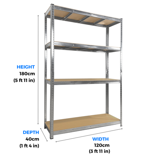 4 Tier Garage Shelving Boltless Metal Racking Shelf Unit Strong Storage Shelves 175KG