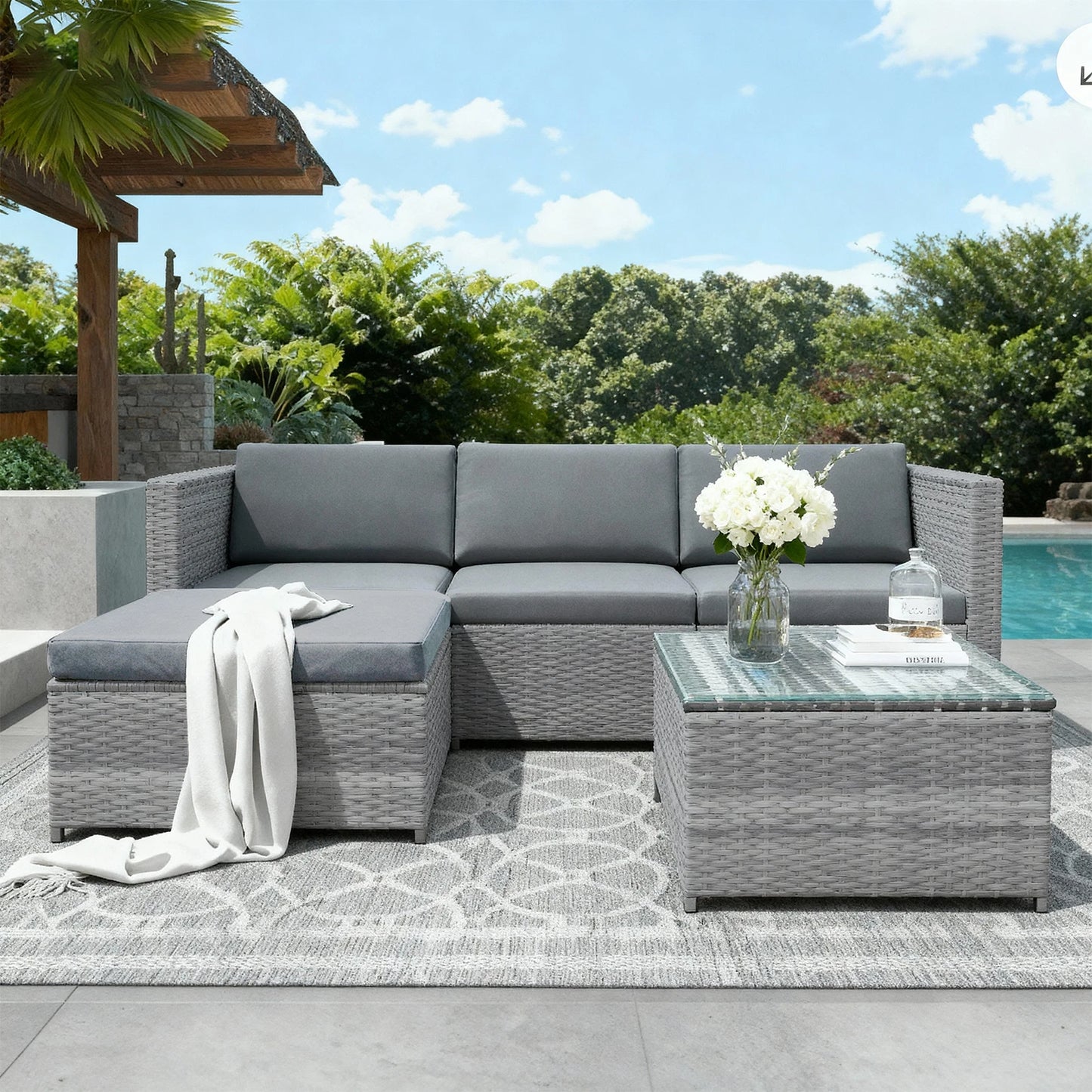 Rattan Garden Furniture Corner Sofa Set in Various Colours