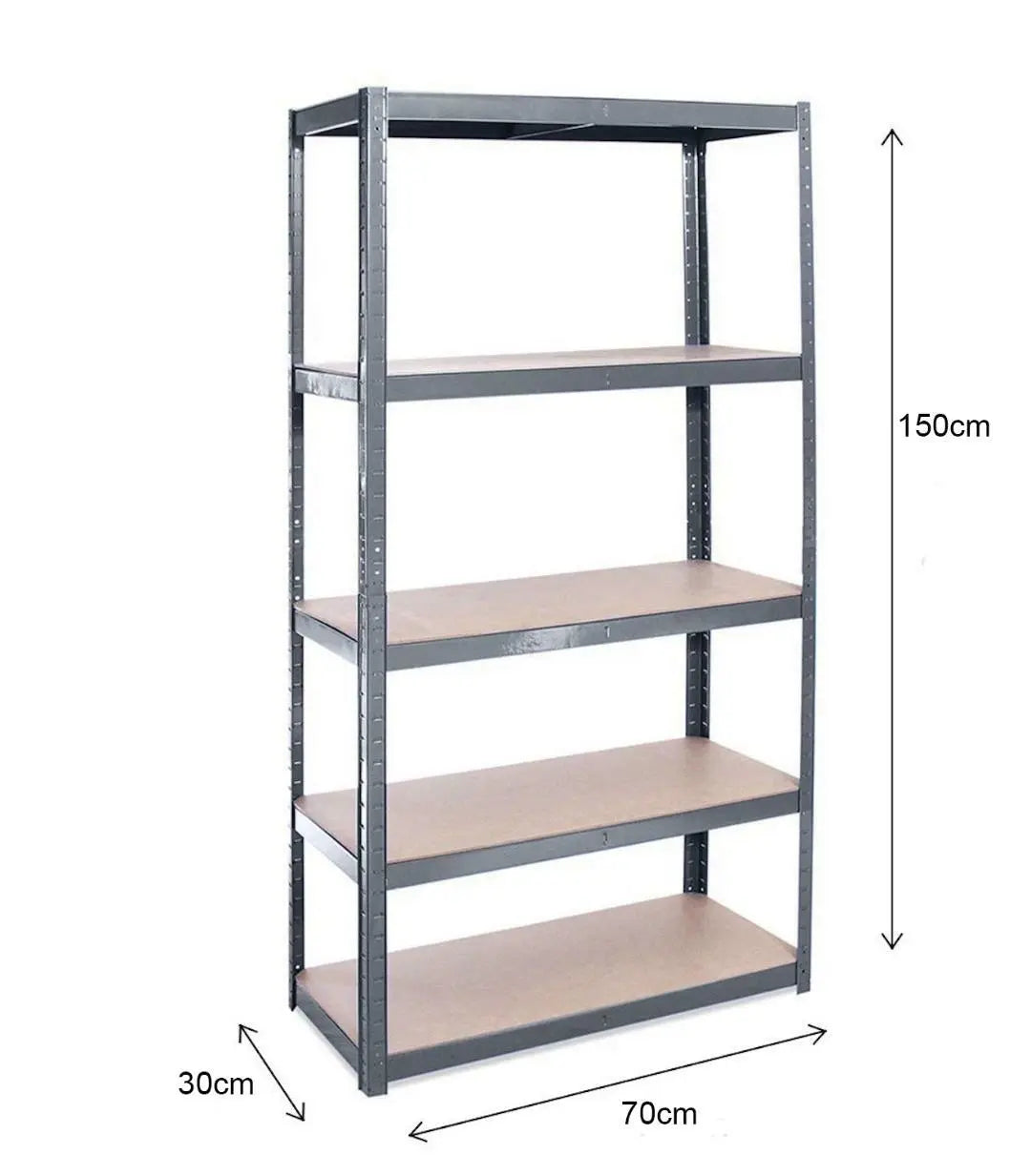 Grey 5 tier heavy duty metal shelving garage racking boltless storage shelf 2 sizes