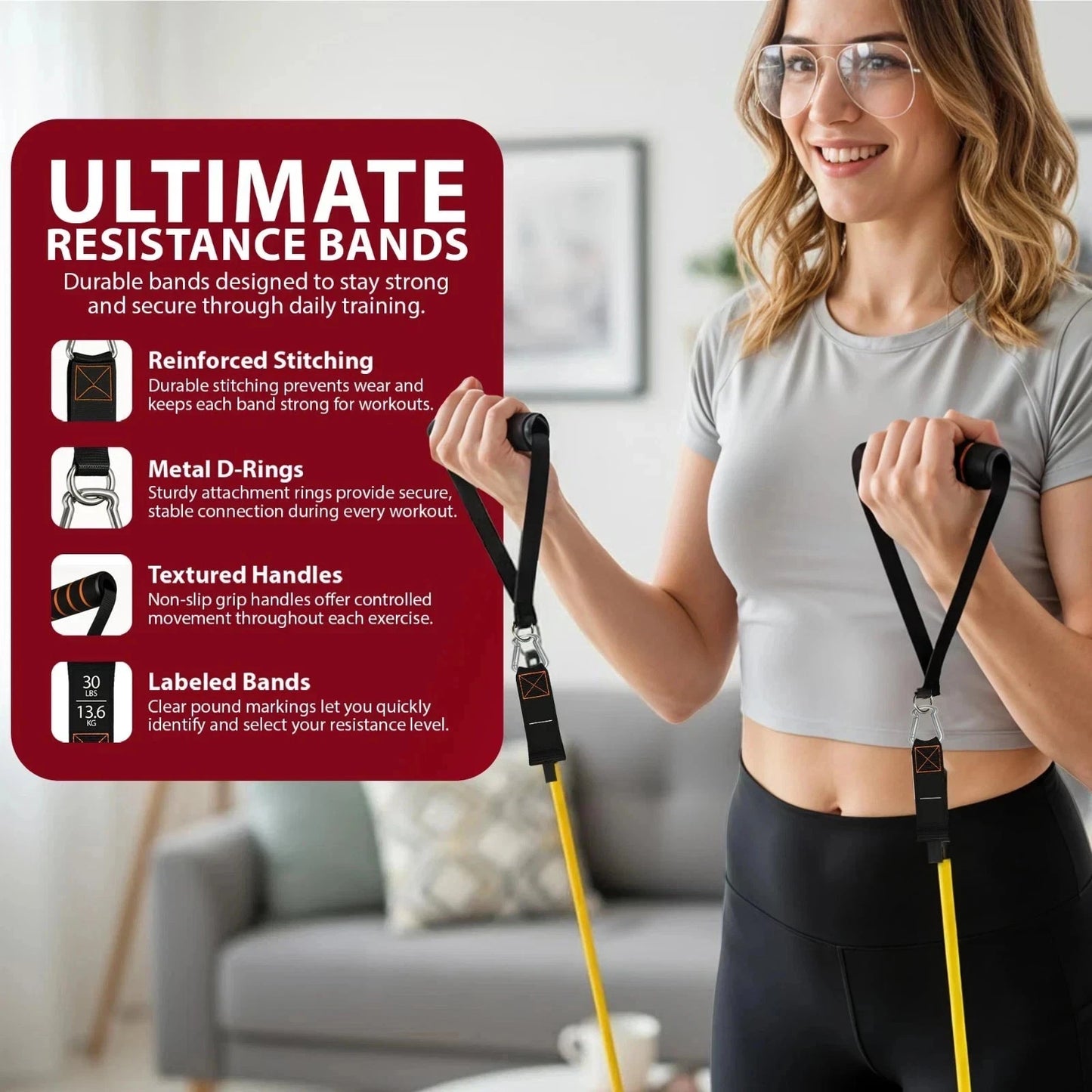 11PCS SET RESISTANCE BANDS WORKOUT EXERCISE CROSSFIT FITNESS YOGA TRAINING TUBES