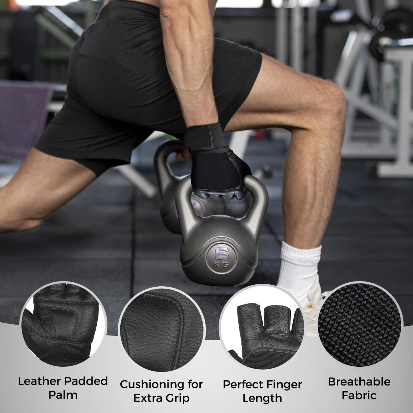 Weight Lifting Gloves Wrist Support Leather Gym Gloves Training Fitness Workout