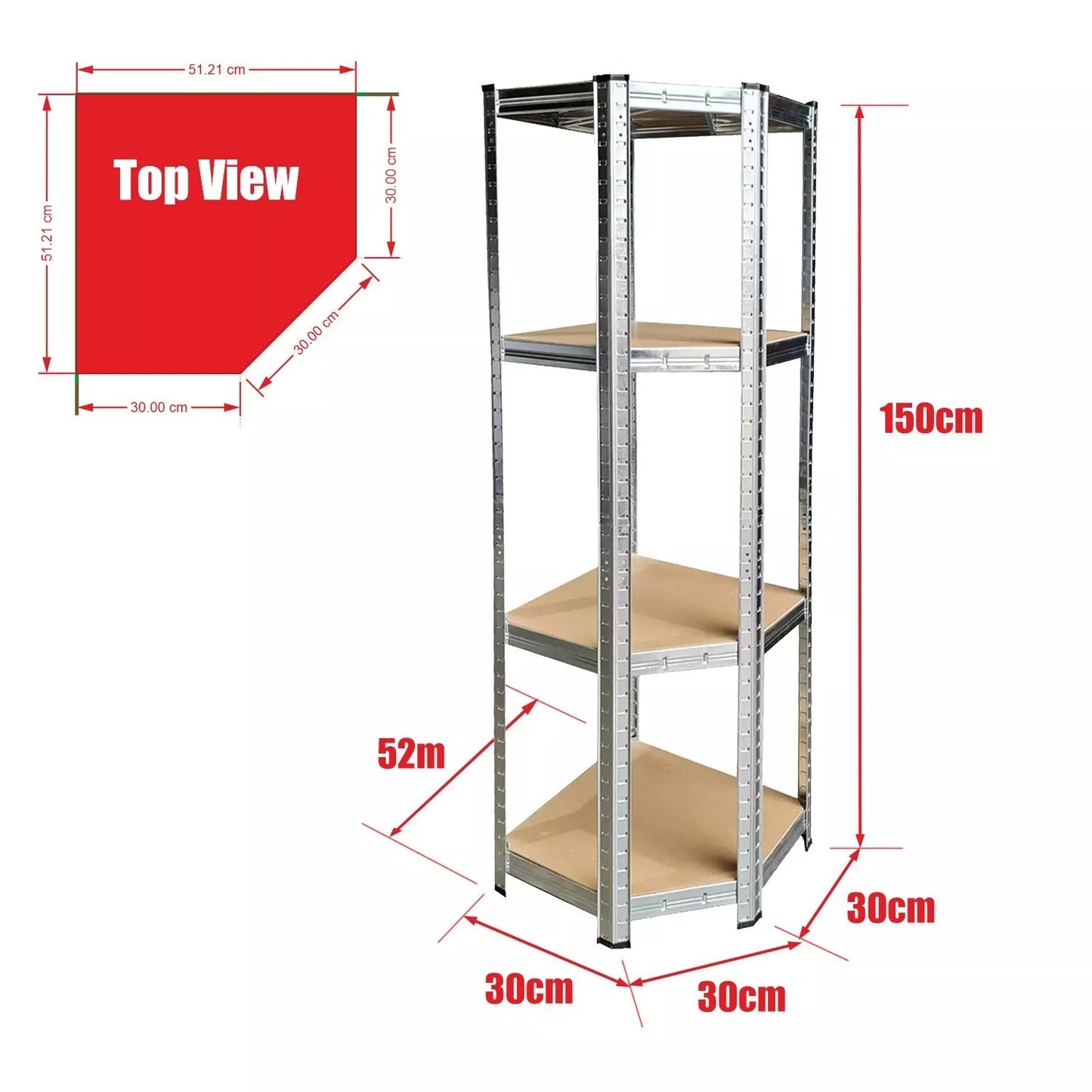 Galvanised Corner Shelving/Racking Garage Storage Unit Shelves 175kg 1500mm