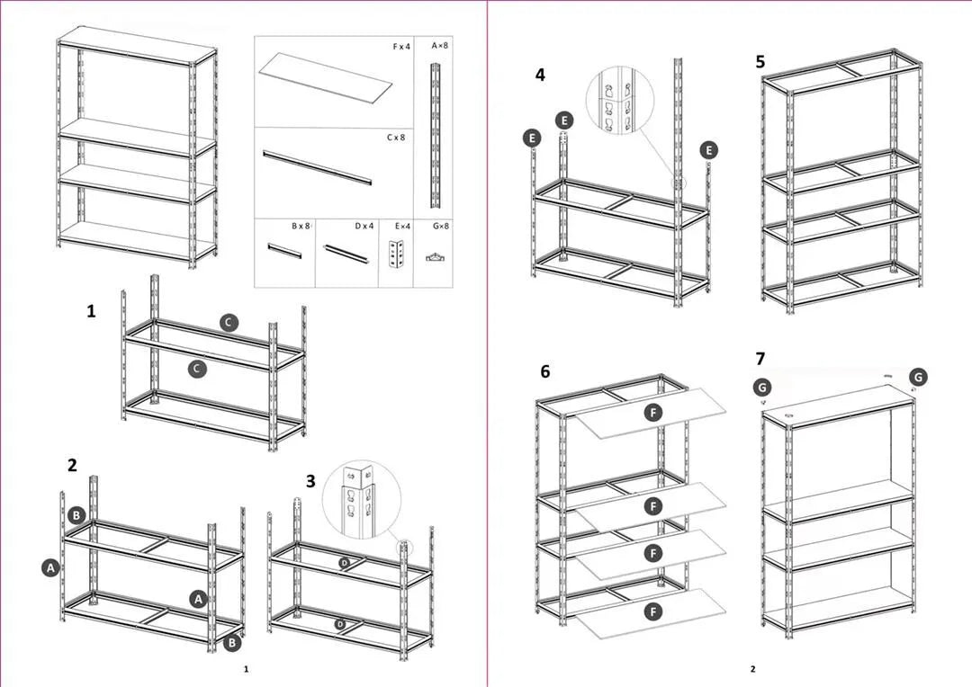 4 Tier Racking Shelf Heavy Duty Garage Shelving Storage Shelving Unit 150x75x30cm