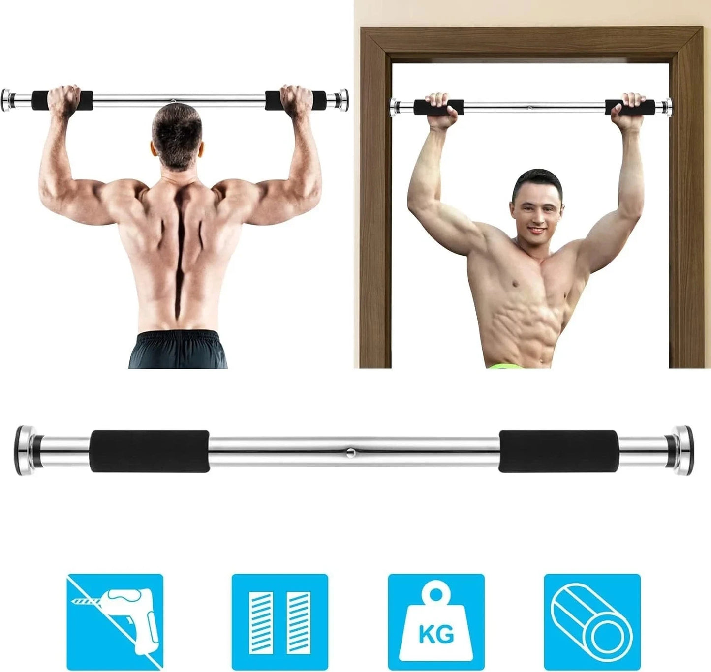 New Product! Doorway Pull Up Bar Chin Up Home Gym Upper Body Abs Fitness Strength Trainer UK