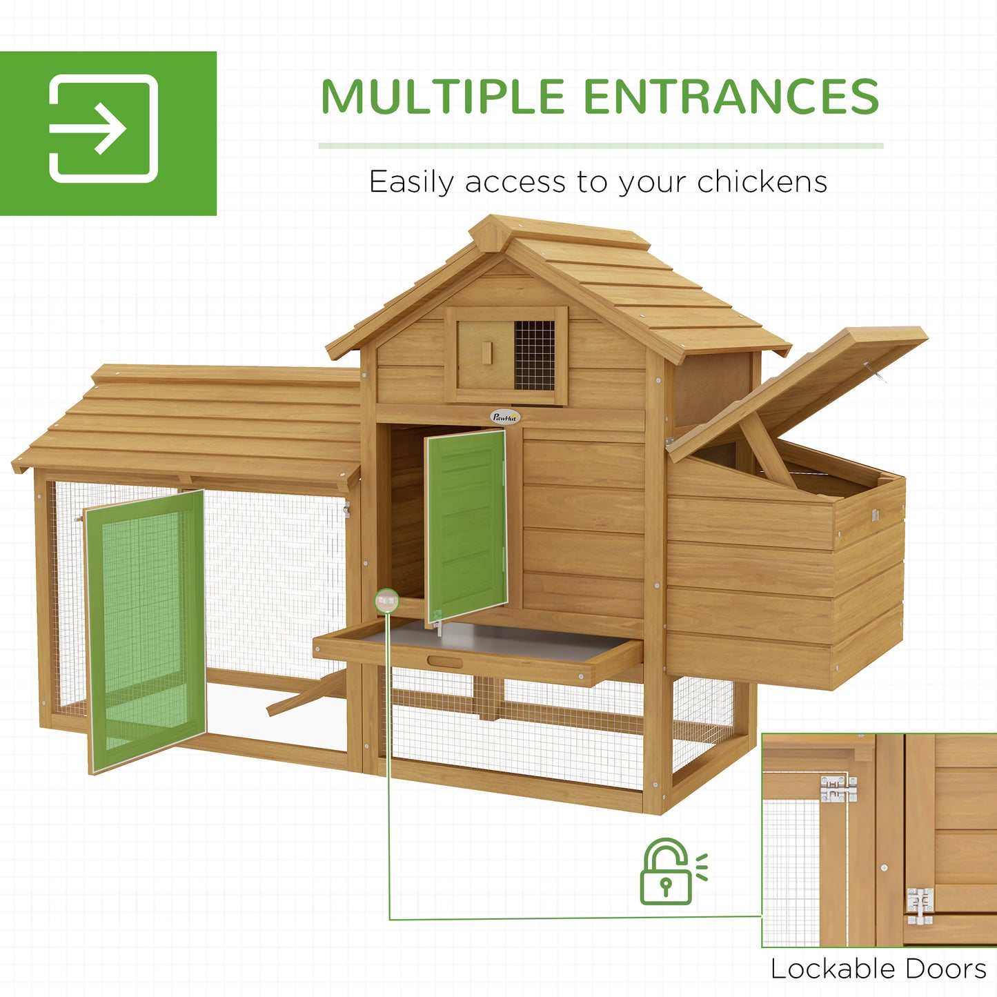 Chicken Coop Hen Cage Small Animal Hutch Nesting Box Outdoor Run