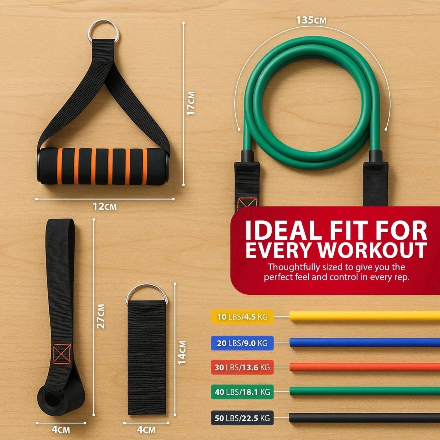 11PCS SET RESISTANCE BANDS WORKOUT EXERCISE CROSSFIT FITNESS YOGA TRAINING TUBES