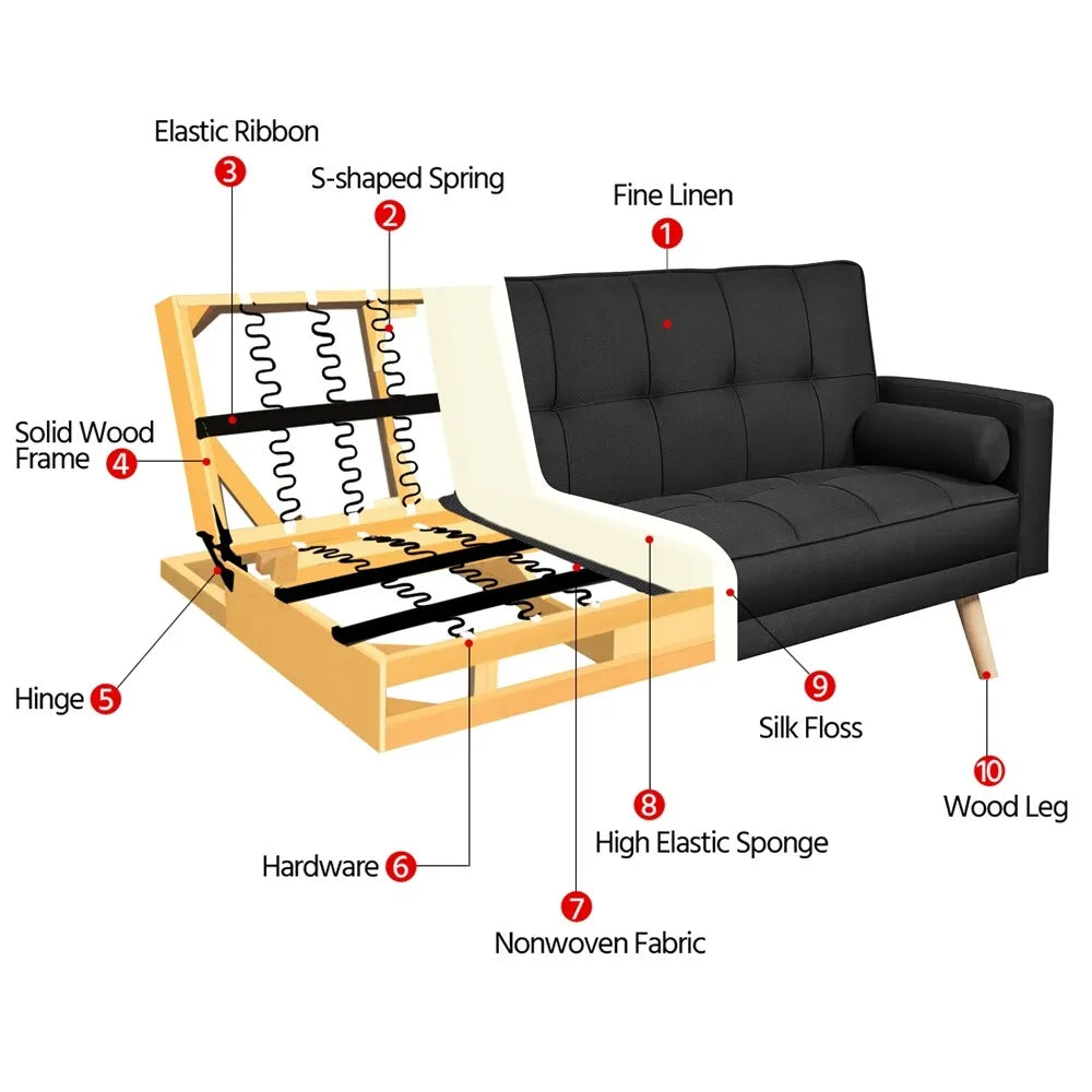 Fabric Sofa Bed 3 Seater Click Clack Living Room Recliner Couch Sofa Living Room