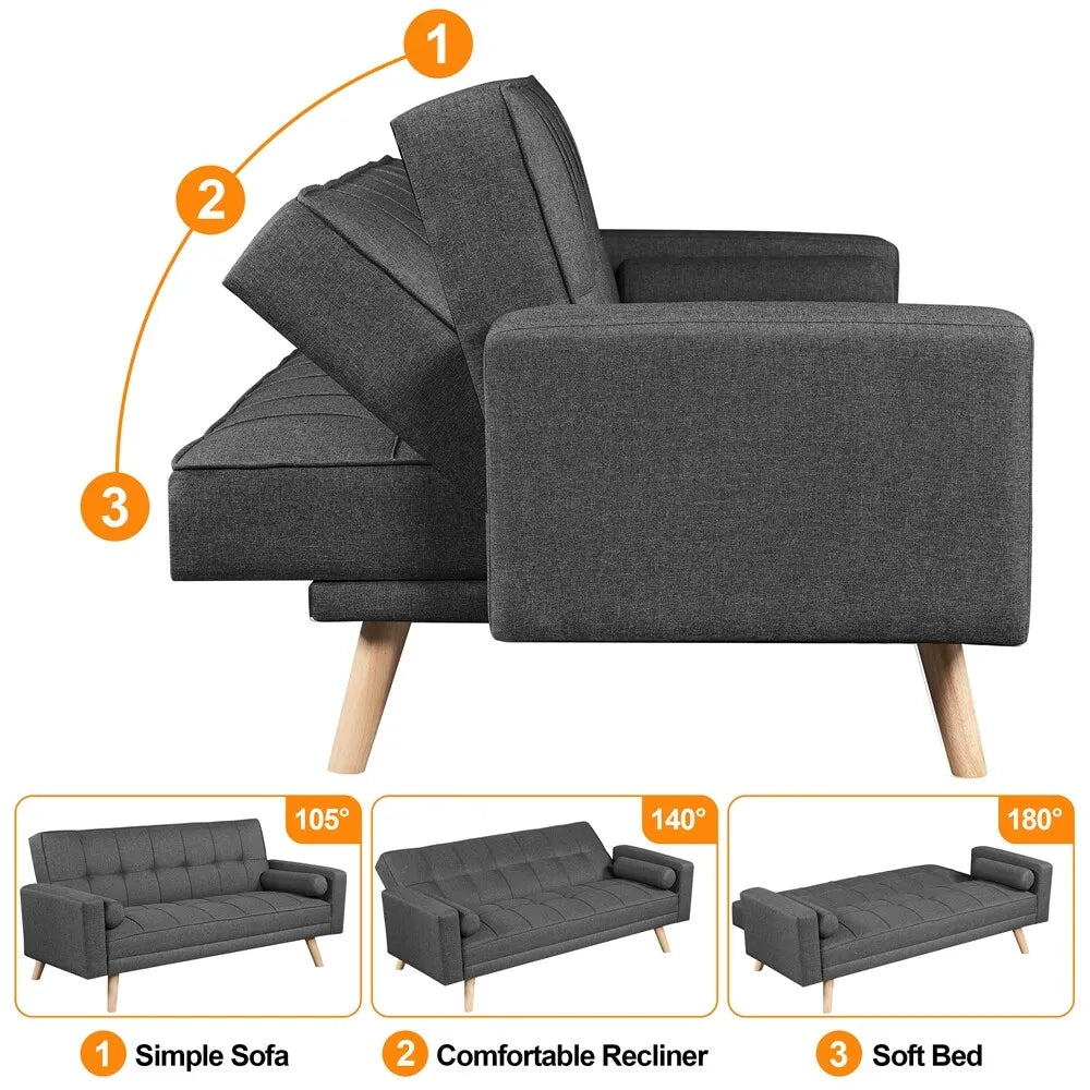 Fabric Sofa Bed 3 Seater Click Clack Living Room Recliner Couch Sofa Living Room