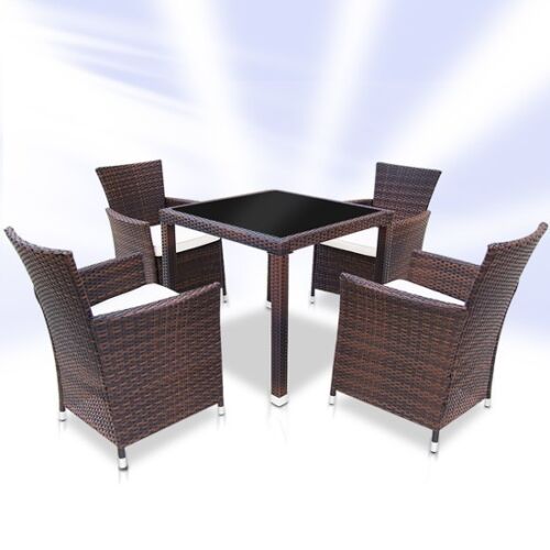 RATTAN GARDEN FURNITURE DINING TABLE AND CHAIRS DINING SET OUTDOOR PATIO