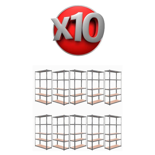 BULK BUY SAVINGS! 10 x UNITS of 180 x 90 x 40cm. Galvanised 5 Tier Large Racking Shelf Heavy Duty Garage Shelving Storage Shelves HUGE SAVING