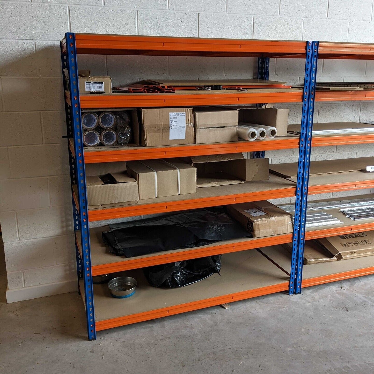 Industrial Warehouse Racking Garage Storage Workshop Shelves 180 x 180 x 45d cm Metal Shelving Units 1.2mm Thick Steel 350kg per Shelf