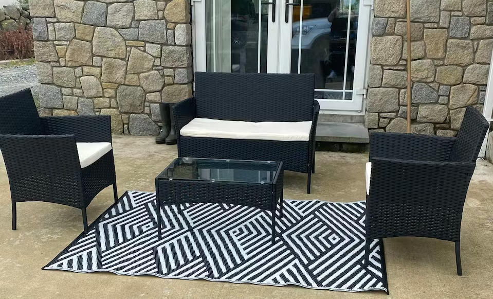 4 Piece Rattan Garden Furniture Set Outdoor Sofa Chairs Table
