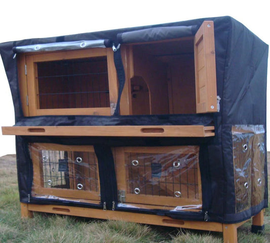 RABBIT HUTCH RAIN SUN WINTER COVER FOR LARGE ROGER XL 2 TIER GREY + NATURAL HUTCHES