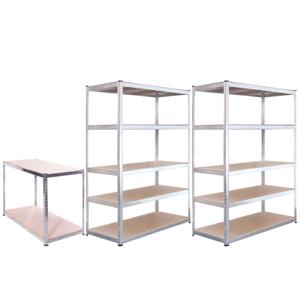 180X120X60CM Galvanised, Black or Blue Shelving Unit Storage Shelves Steel Boltless 5 Tier Racking Heavy Duty Garage