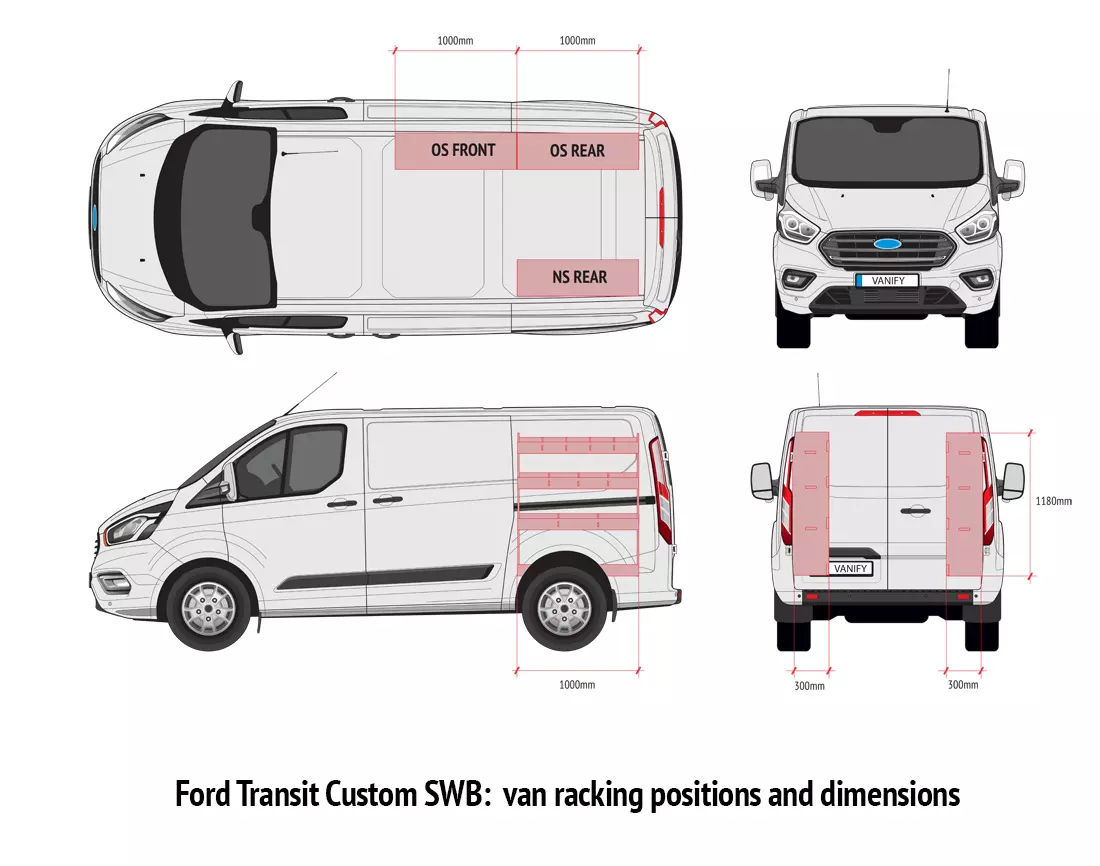 Ford Transit Custom SWB Van Racking Shelving Tool Storage OS & NS Rear Van Rack