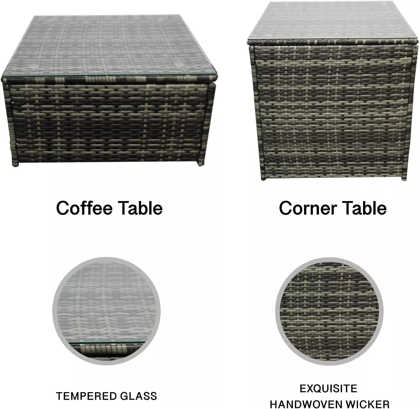 Rattan Corner Furniture Set 9 Seater Garden Sofa Stools Table + Waterproof Cover, UV Protected, 9 Seater, FREE Rain Cover