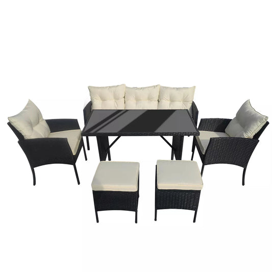 RATTAN GARDEN FURNITURE SET WICKER SOFA TABLE CHAIRS FOR OUTDOOR PATIO 7 SEATER