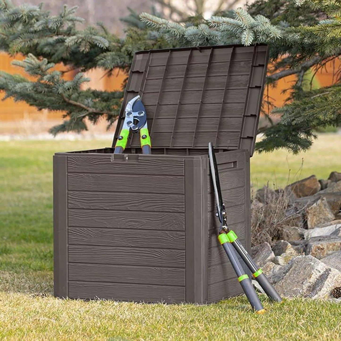 140 Litre Compact Plastic Outdoor Balcony Patio Garden Storage Box Waterproof