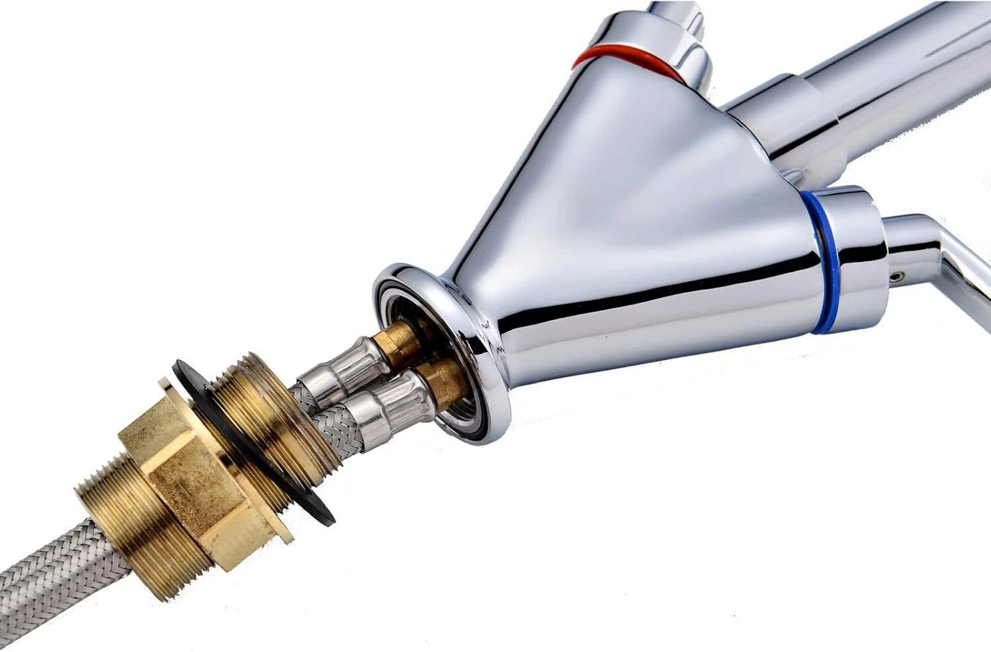 Modern Kitchen Sink Mixer Taps Swivel Spout Dual Lever Tap Mono Chrome Faucet UK