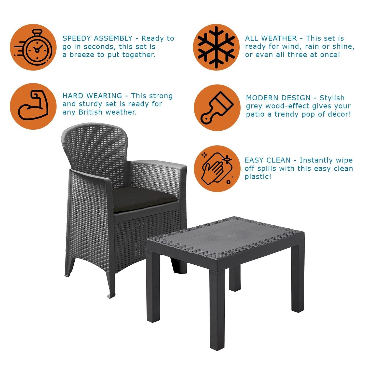 Garden Furniture Set Table Chairs 3 Piece Bistro Set Patio Outdoor Rattan Style