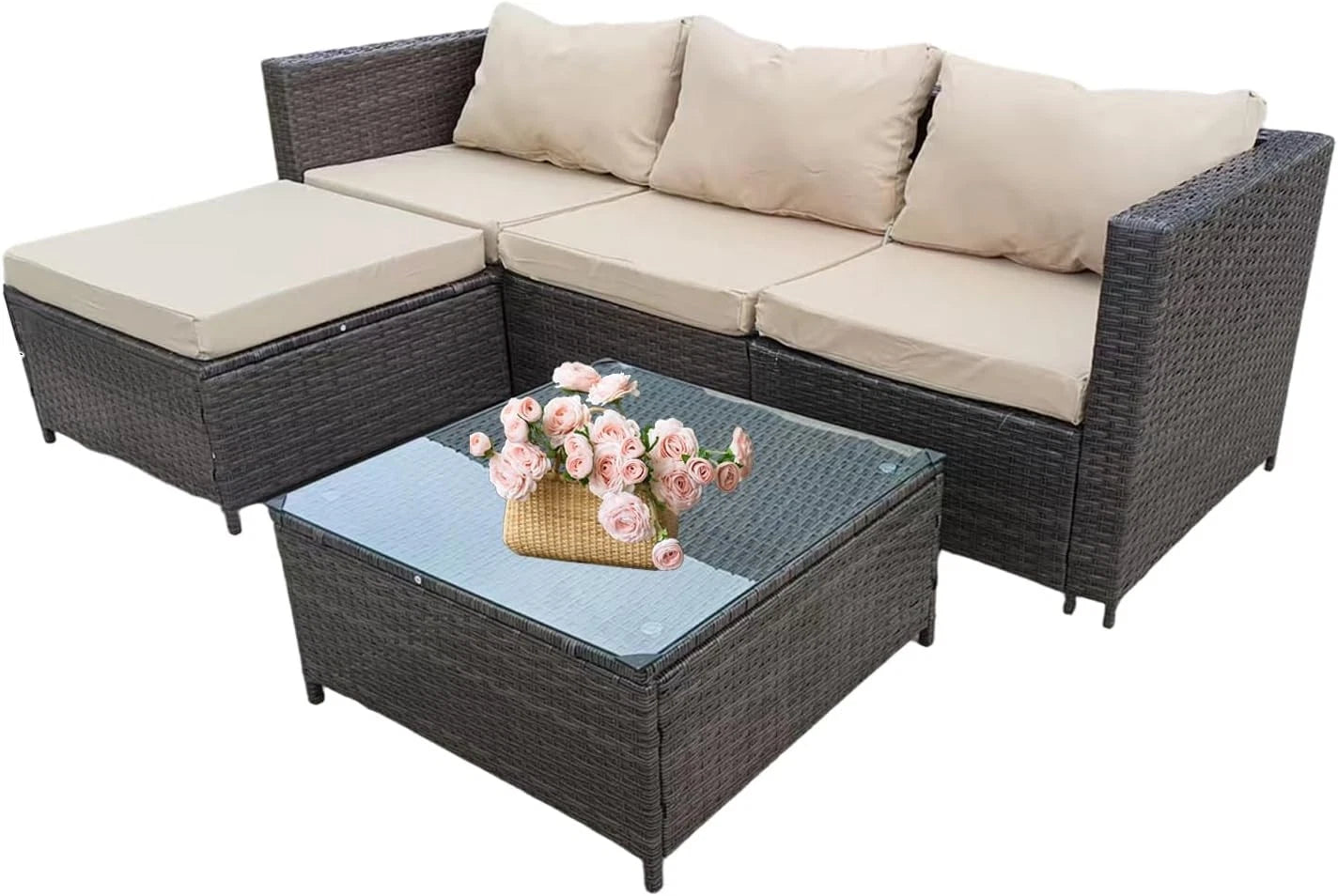 Rattan Garden Furniture Corner Sofa Set in Various Colours