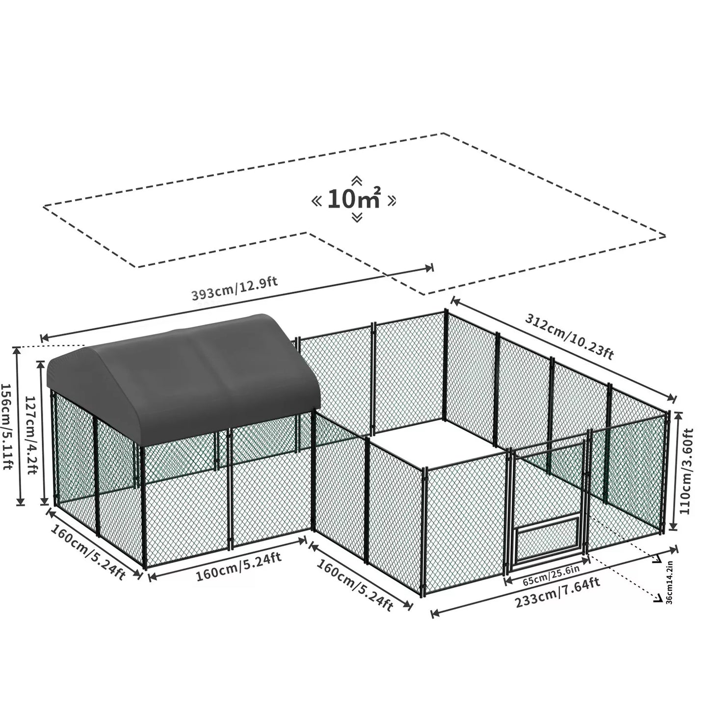 Large Iron Walk-in Chicken Run Coop Cage Hens Rabbit Dogs Ducks Chickens Poultry