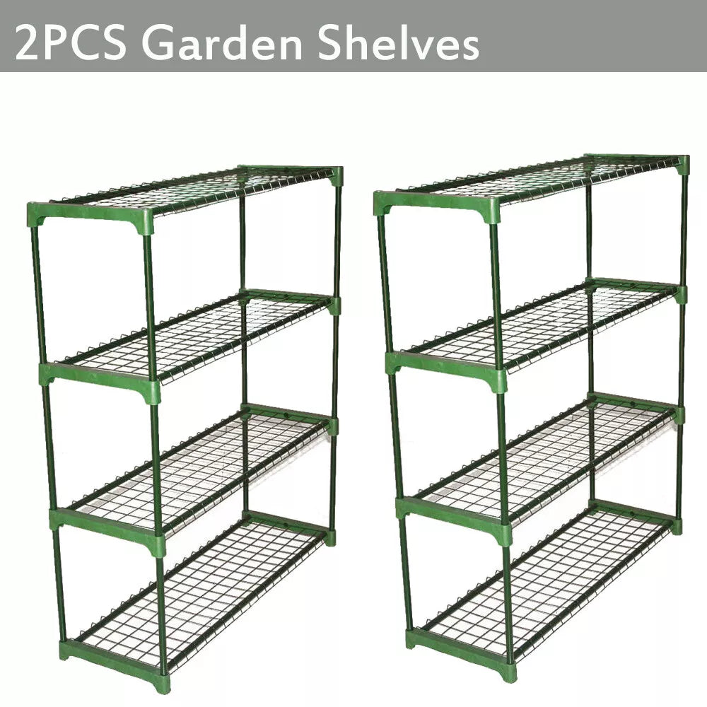 2 x Greenhouse Staging Shed Garage Storage Steel Shelving Shelves Racking Unit