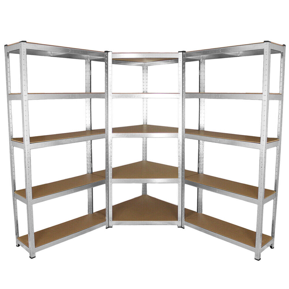 1800mm High All Galvanised 3 Bay Corner Shelving/Racking Unit Garage Storage Shelves