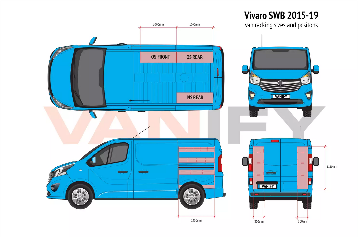 Vauxhall Vivaro SWB L1 2015-19 Van Racking Tool Storage Shelving OS Rear