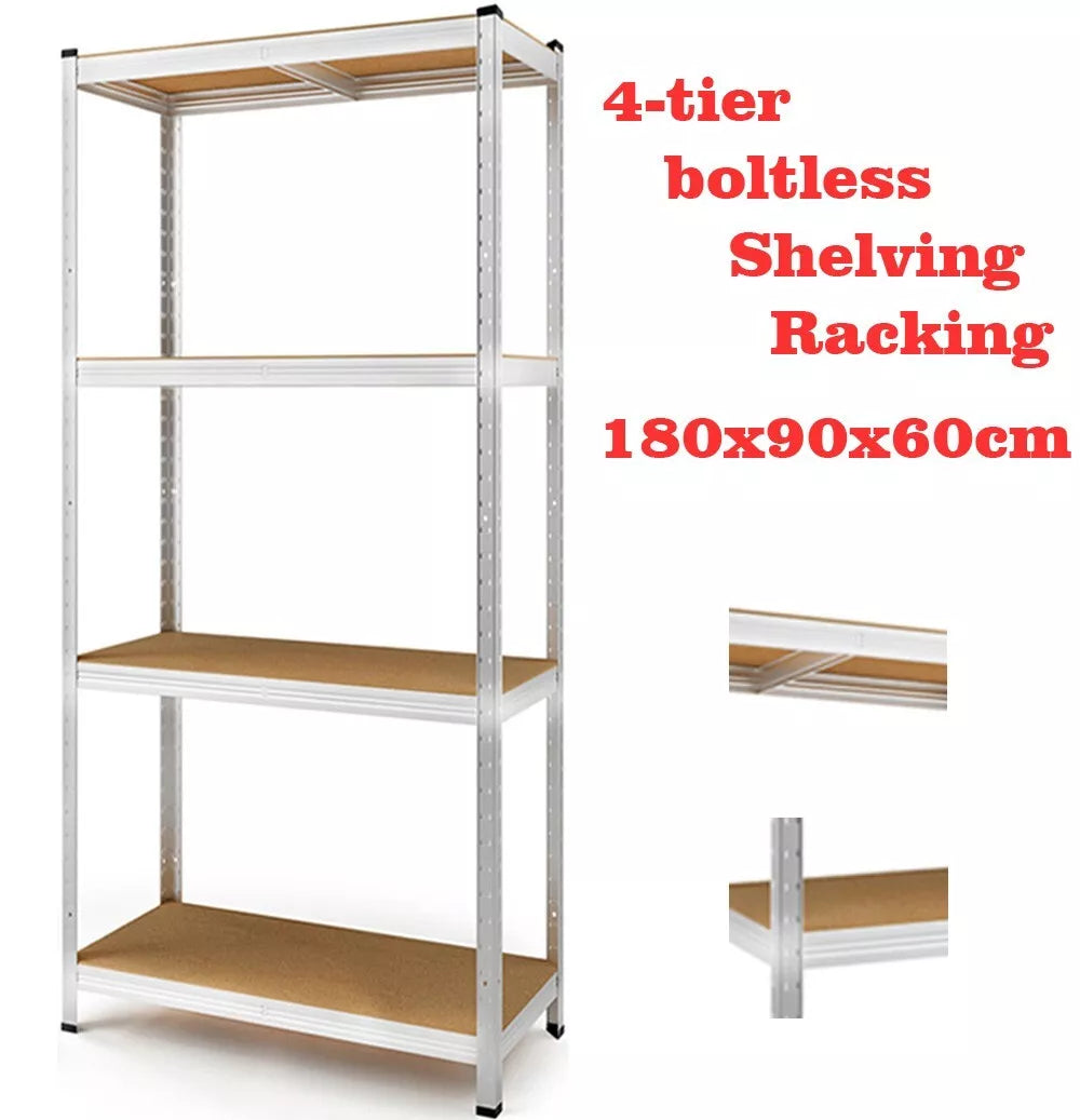 4-Tier(180cmx90cmx60cm)Heavy Duty Metal Galvanised Shelving Rack Unit UKED