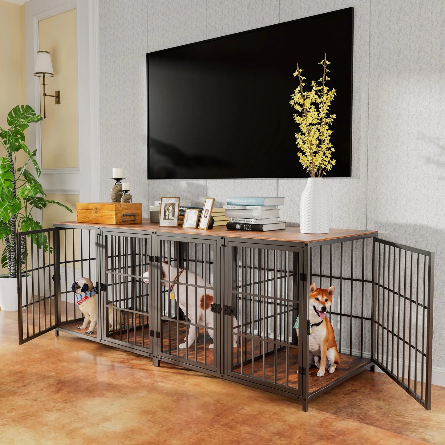Heavy Duty Wooden Dog Crate Large Cage Puppy Kennel End Table Furniture
