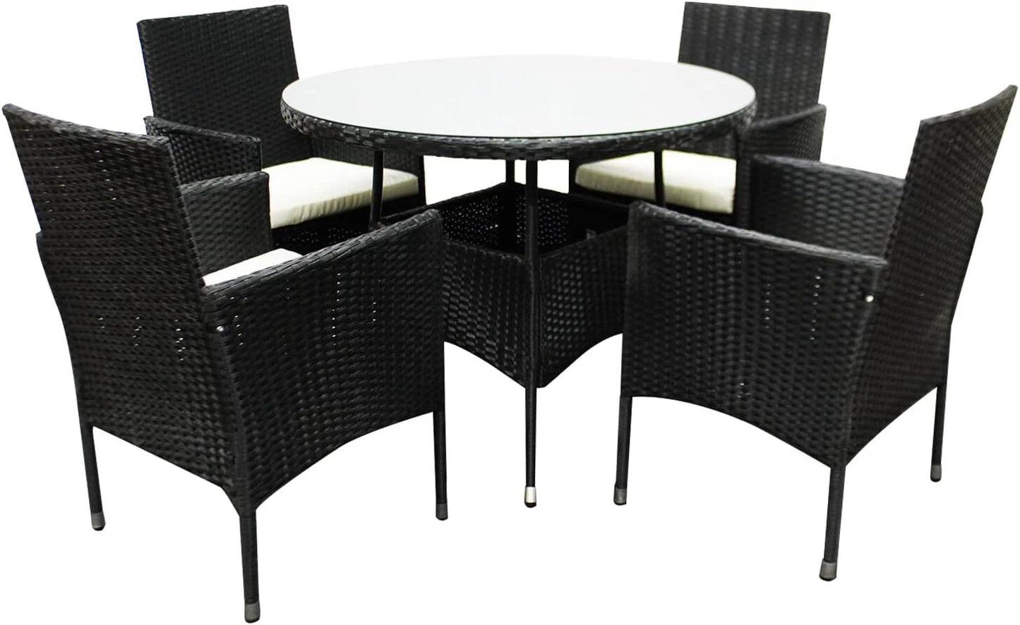 5 Piece Rattan Garden Furniture Set with 4 Chairs & Coffee Table Outdoor Patio