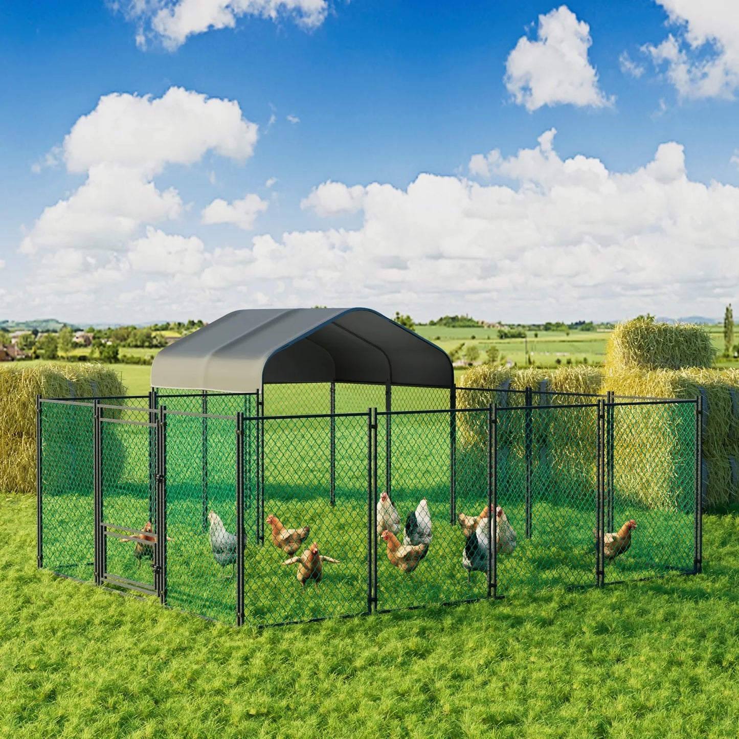 Large Iron Walk-in Chicken Run Coop Cage Hens Rabbit Dogs Ducks Chickens Poultry