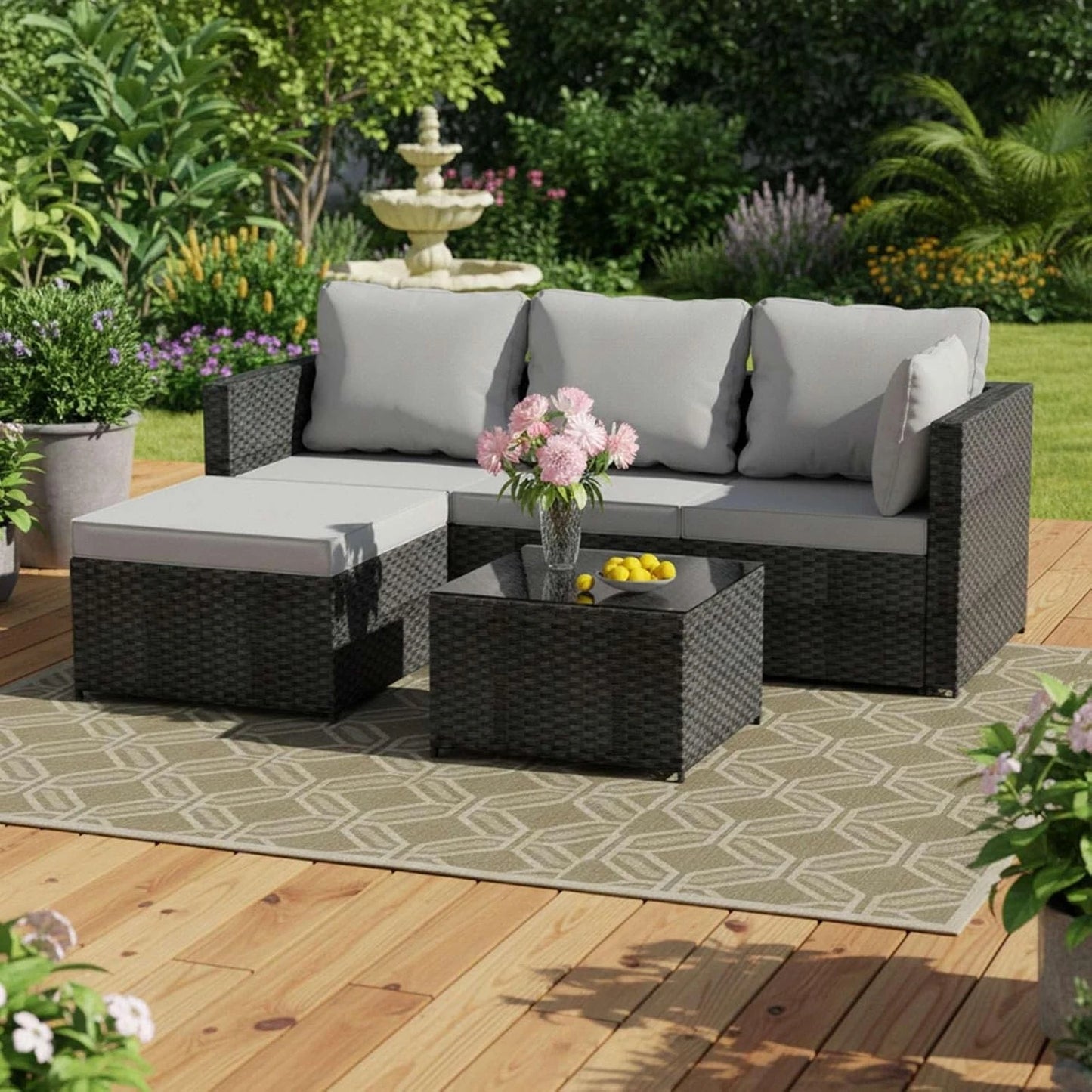 Rattan Garden Furniture Corner Sofa Set in Various Colours