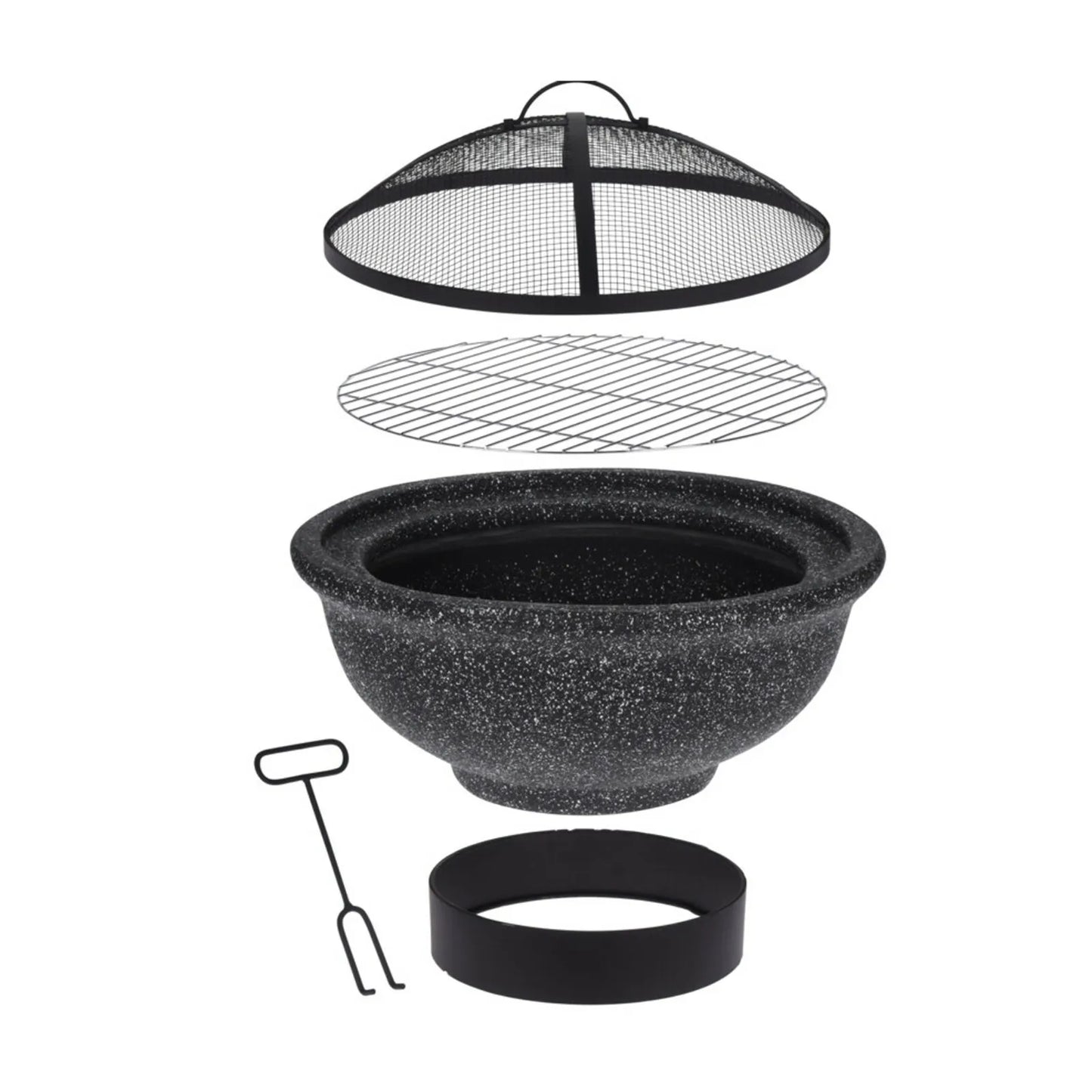 Black Round MGO Fire Pit Bowl Heater BBQ Grill Camping Burner Outdoor Garden