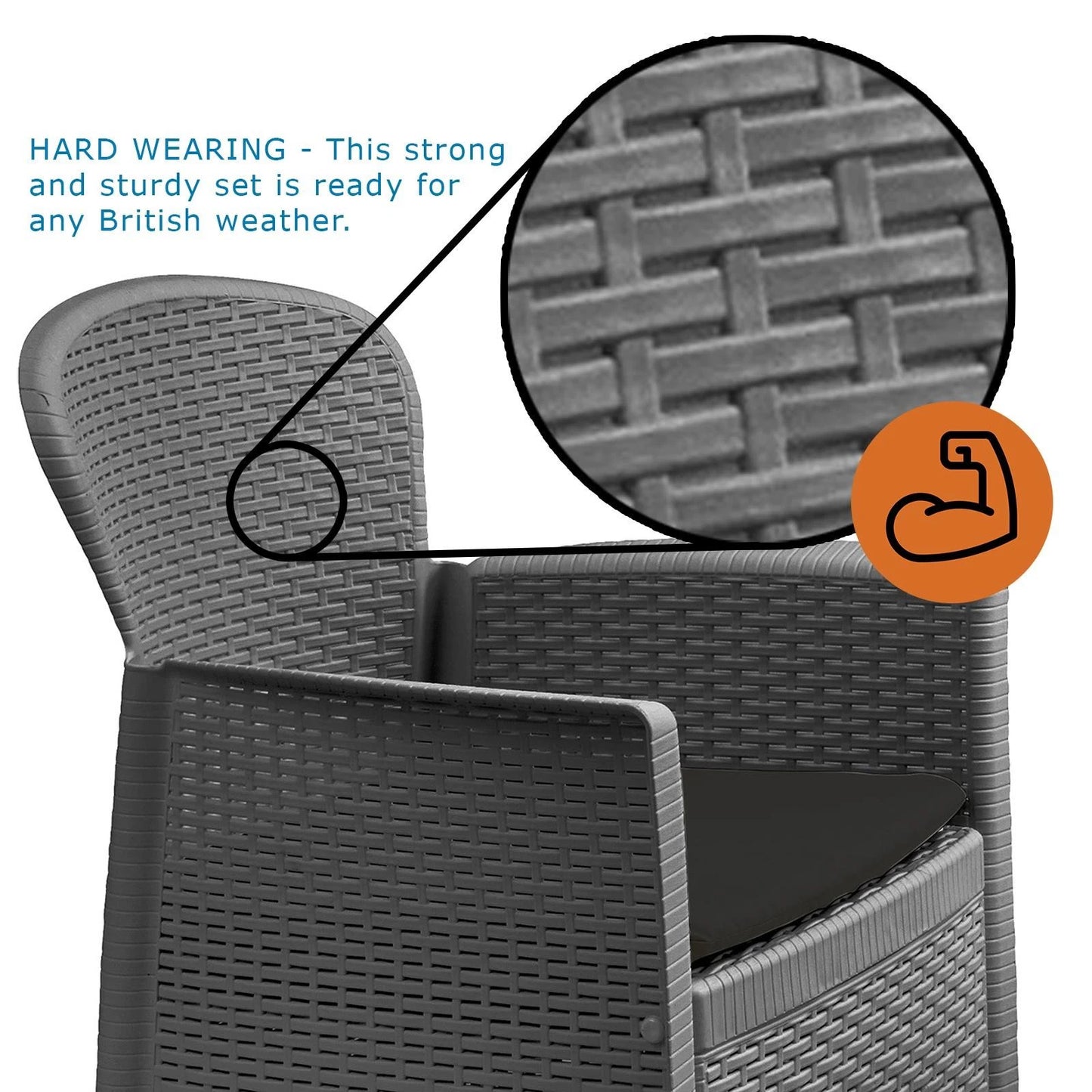 Garden Furniture Set Table Chairs 3 Piece Bistro Set Patio Outdoor Rattan Style