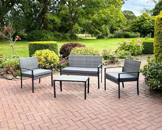 Outdoor Dining Table and Armchairs, Garden Dining Set, Grey