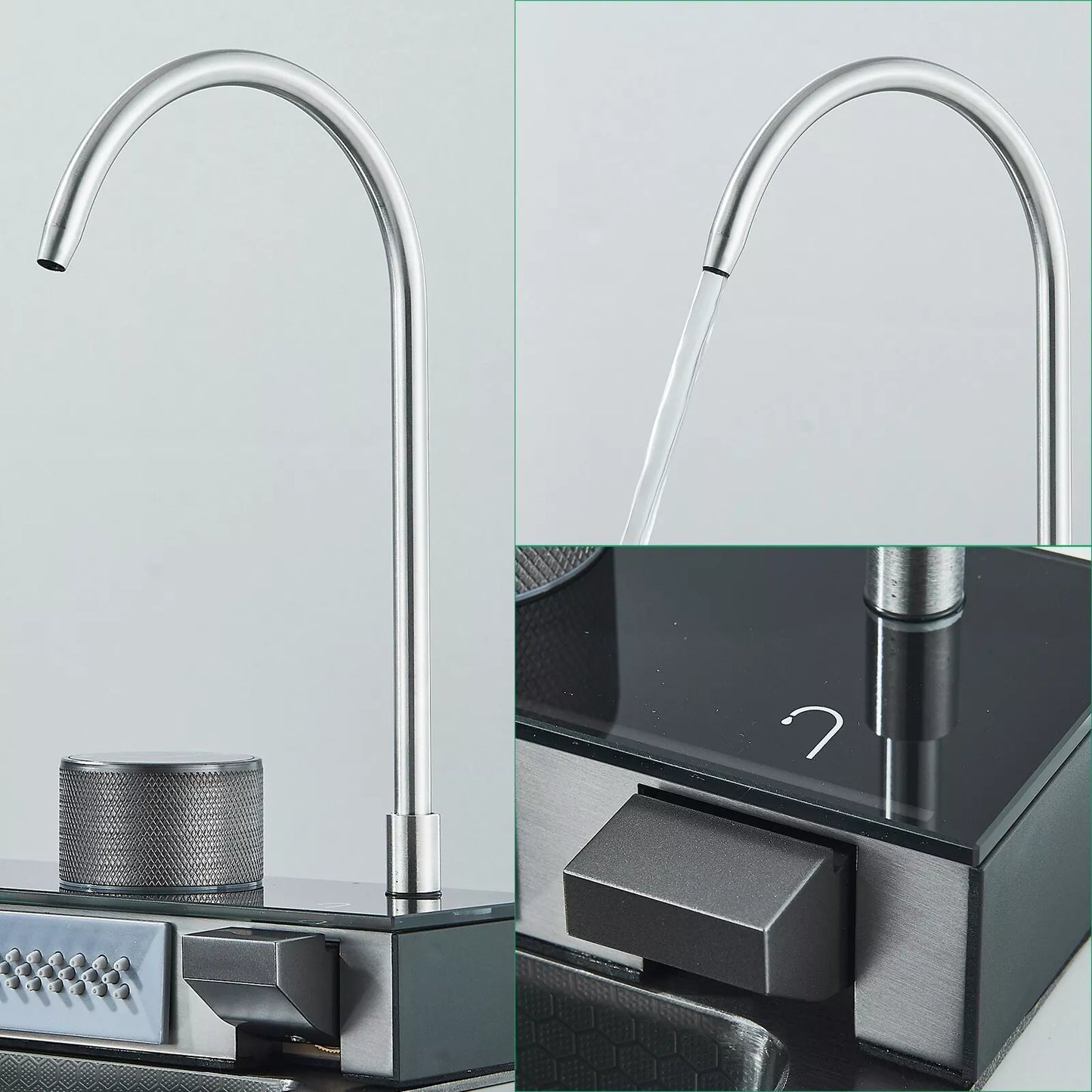 LED Inset Kitchen Sink Set Stainless Steel Single Bowl with Mixer Tap Waste Kits