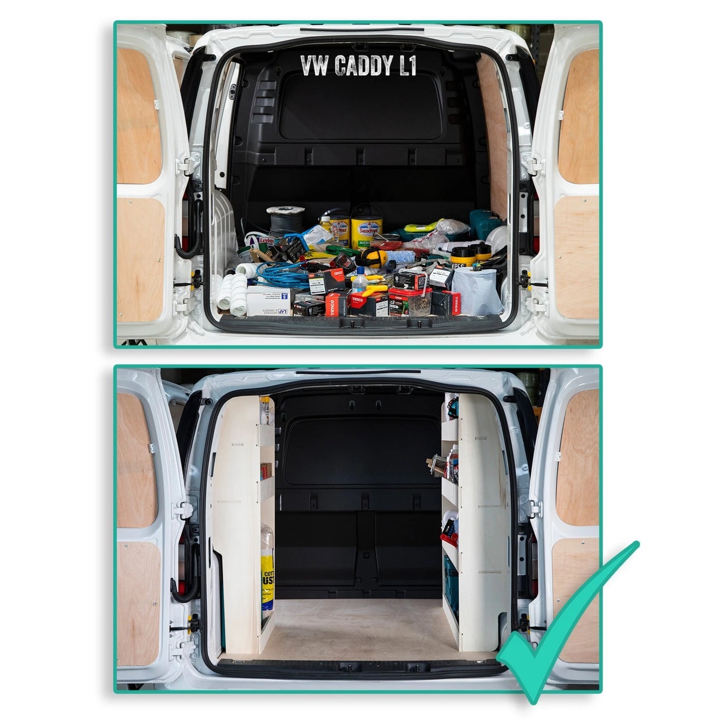 VW Caddy Cargo SWB (2020+) Van Racking Shelving Tool Storage Passenger Side