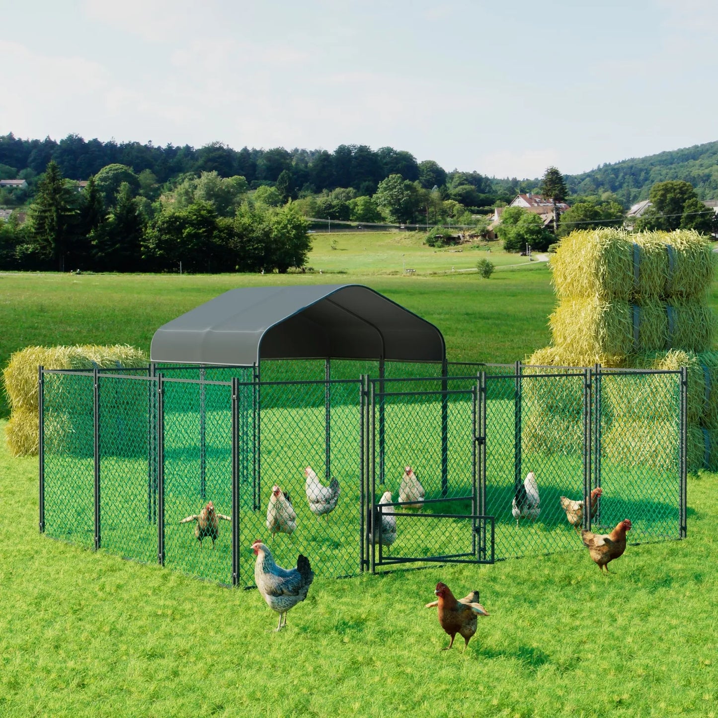 Large Iron Walk-in Chicken Run Coop Cage Hens Rabbit Dogs Ducks Chickens Poultry