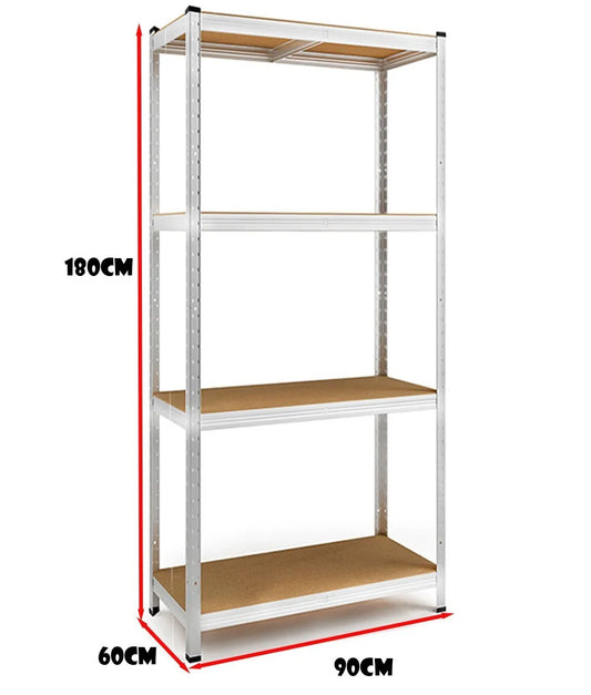 4-Tier(180cmx90cmx60cm)Heavy Duty Metal Galvanised Shelving Rack Unit UKED