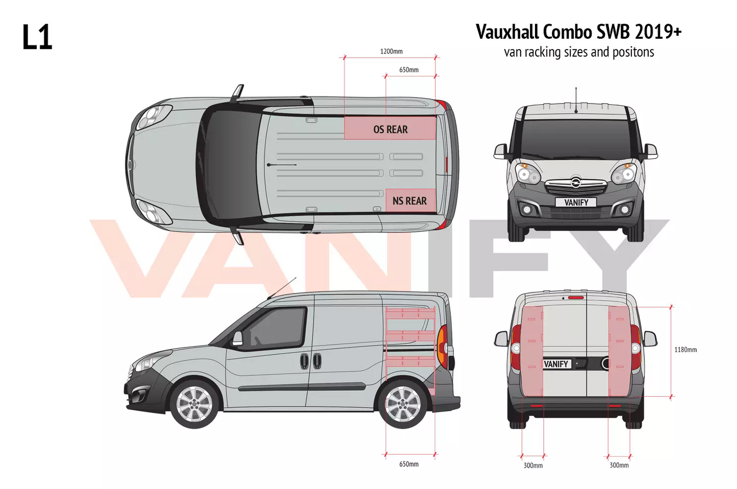 Vauxhall Combo SWB 2019+ Driver Side Van Racking Tool Storage Shelving Organiser