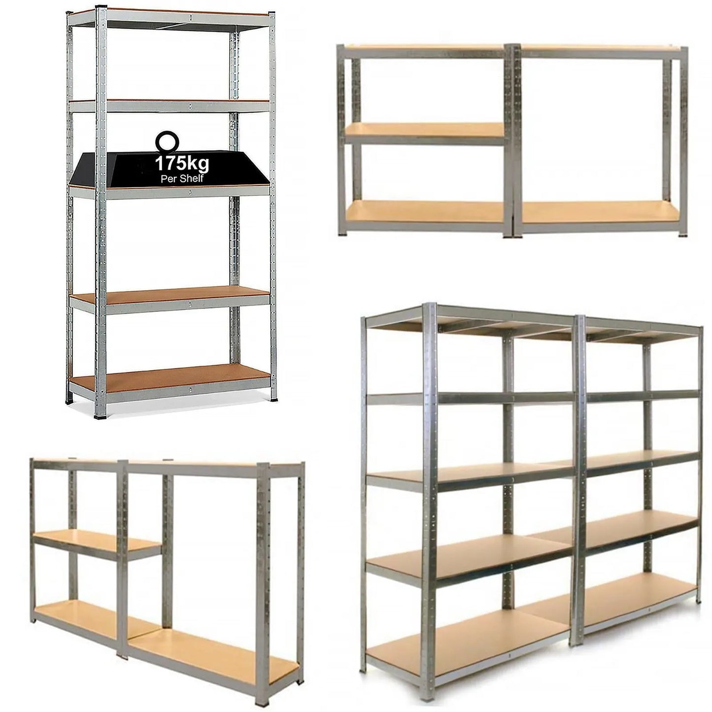 180 x 90 x 40cm (70.8 x 35.4 x 15.7 inches) Galvanised 5 Tier Racking