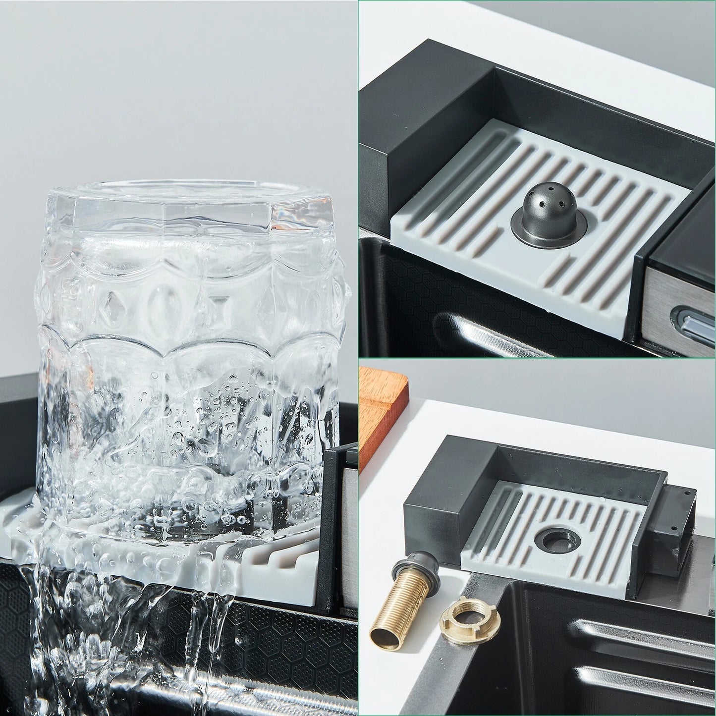 LED Inset Kitchen Sink Set Stainless Steel Single Bowl with Mixer Tap Waste Kits