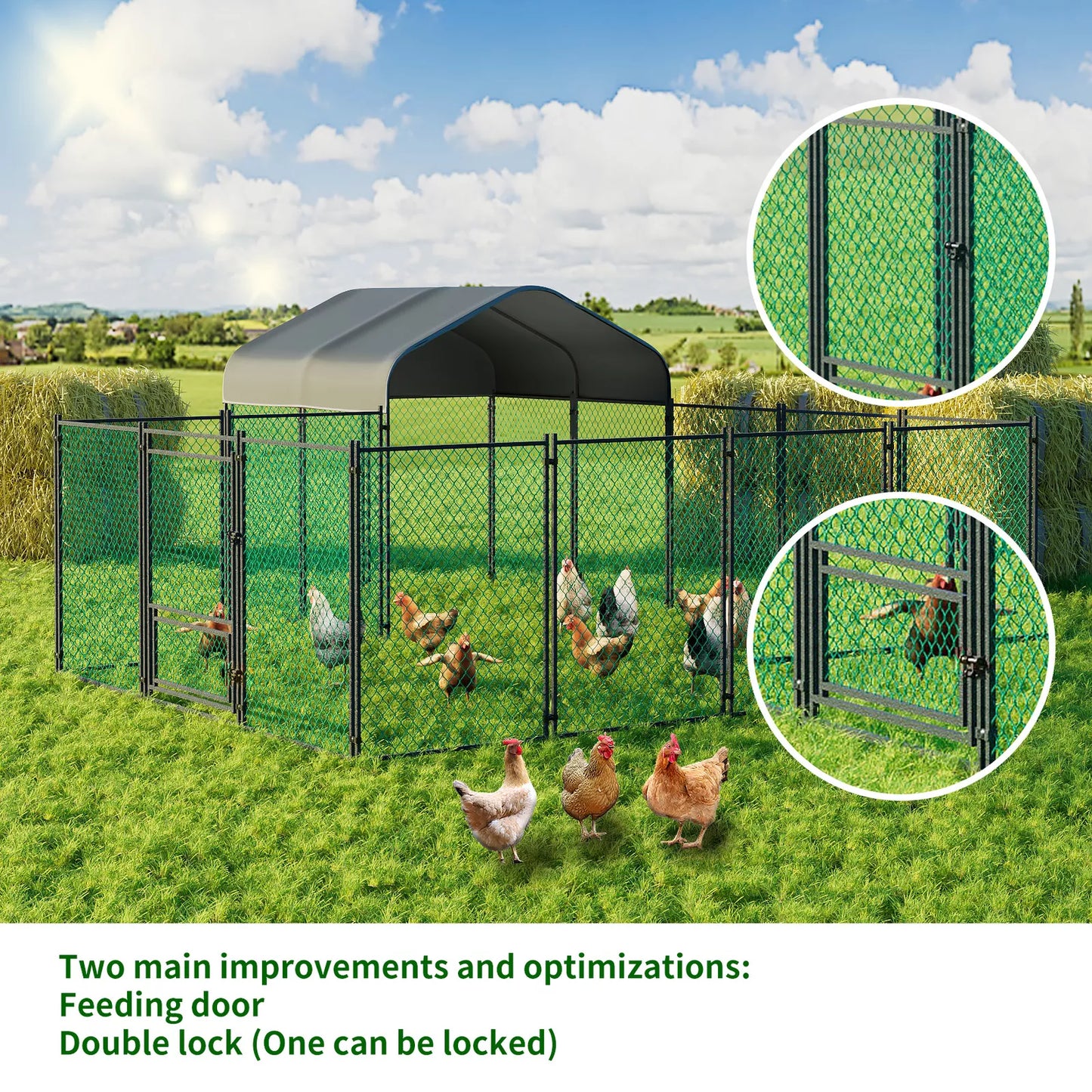 Large Iron Walk-in Chicken Run Coop Cage Hens Rabbit Dogs Ducks Chickens Poultry
