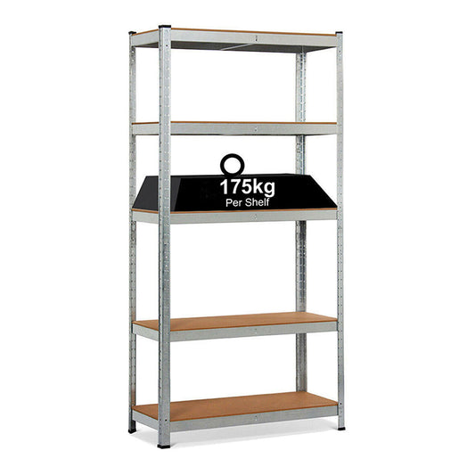 180 x 90 x 40cm (70.8 x 35.4 x 15.7 inches) Galvanised 5 Tier Racking Shelf Heavy Duty Garage Shelving Storage Shelves