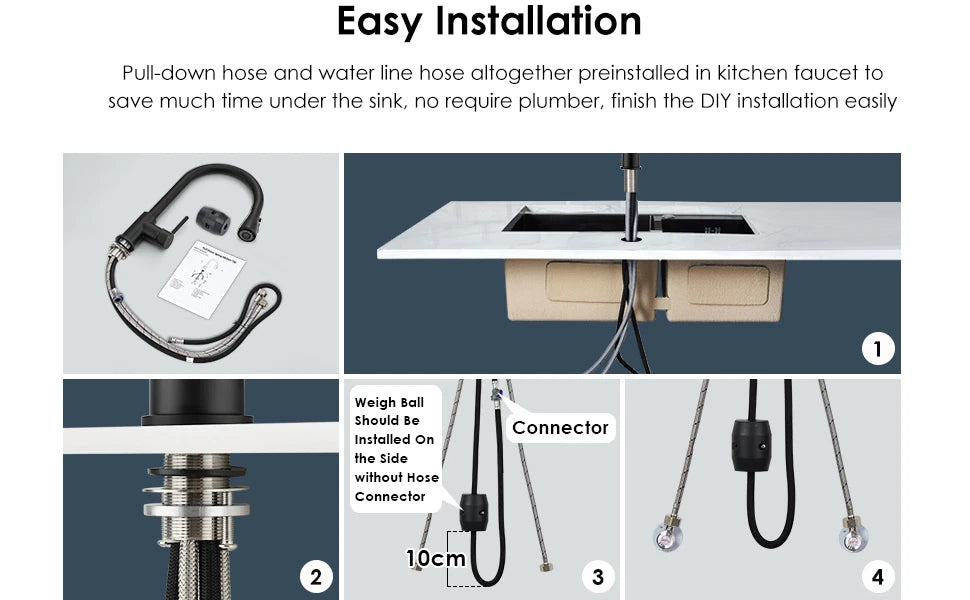 360° Kitchen Sink Mixer Taps Pull Out Spout Spray Single Lever Modern Mono Tap