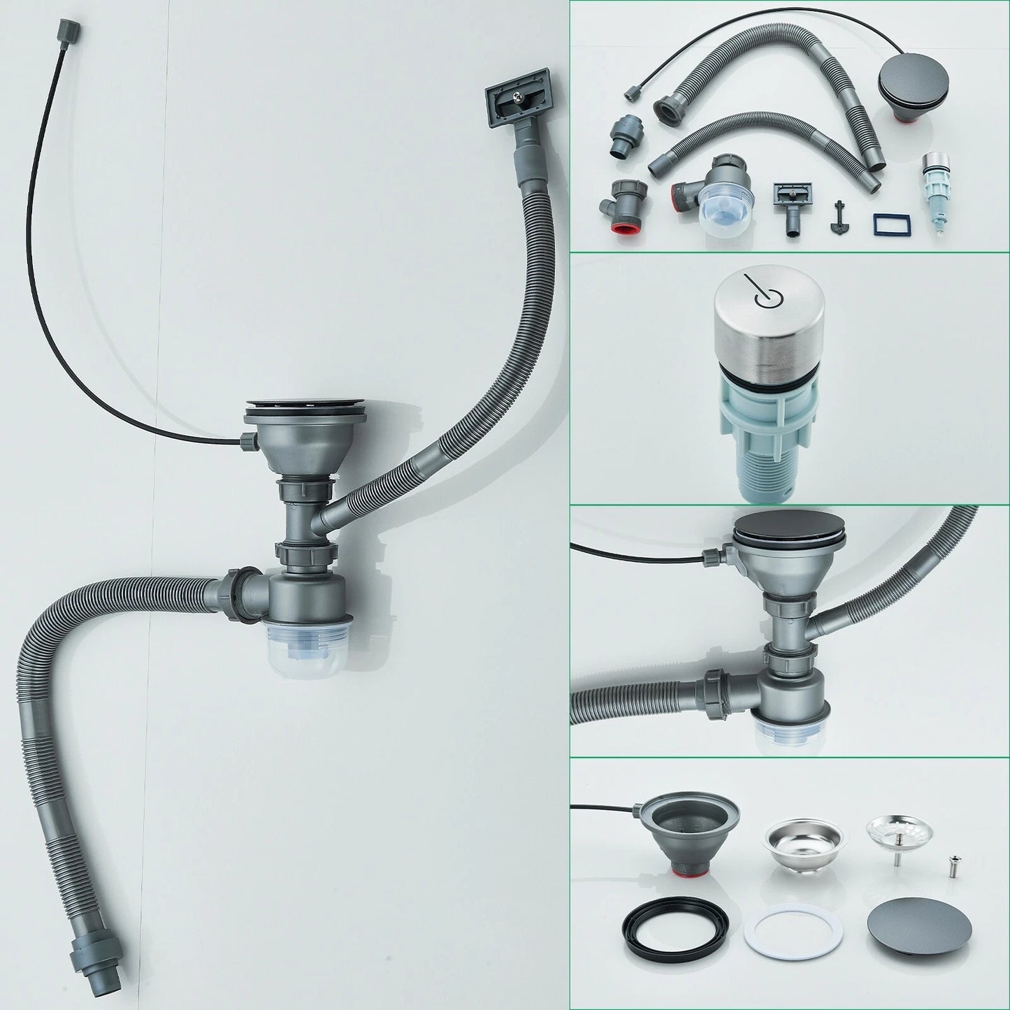 LED Inset Kitchen Sink Set Stainless Steel Single Bowl with Mixer Tap Waste Kits